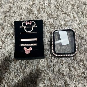 Pink Rhinestone Apple Watch Series 5 Accessories and Watch Cover Set